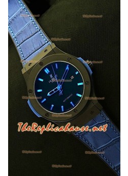 Hublot Big Bang Reloj Suizo en Carcasa de PVD - Correa Azul de 44.5MM