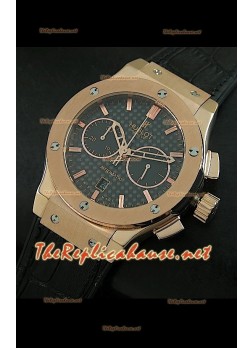 Hublot Classic Fusion Swiss Watch, esfera de carbón, estuche de oro rosado