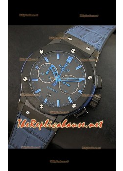 Hublot Classic Fusion Swiss Watch, estuche en PVD y malla azul
