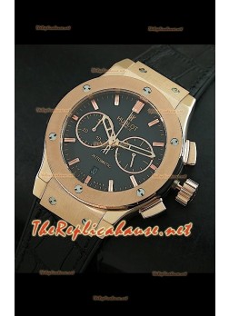 Hublot Classic Fusion Swiss Watch, esfera negra, estuche en oro rosado
