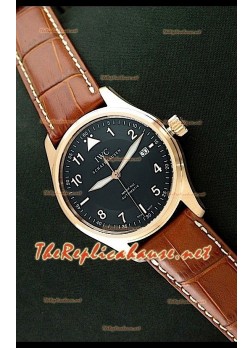 IWC Mark XVI Reproducción Reloj Suizo Oro Rosa - Correa Marrón 40MM