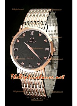Omega Deville Reproducción Japonesa Reloj para Hombre en dos Tonos  - Esfera de color Negro