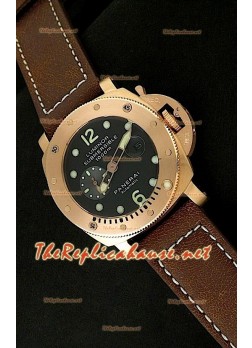 Panerai Lumenor Reloj de Oro Rosa Sumergible con Esfera de color Negro - 47MM 