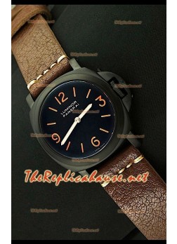 Panerai Lumenor Base 44MM Reloj Suizo en Correa Marrón Oscura