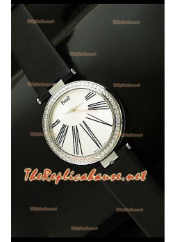 Piaget Altiplano Reloj de Cuarzo Suizo con Esfera de Hora en Correa de Piel Negra