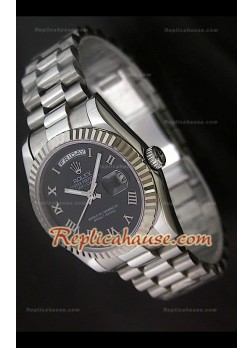 Rolex DayDate Reproducción Reloj Suizo con Esfera de color Negro Números romanos 