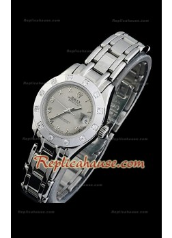 Rolex Datejust Reproducción Reloj Suizo para Señoras con Esfera Gris y Números Árabes