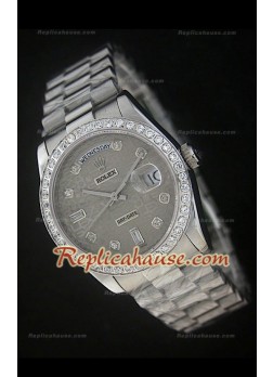 Rolex  DayDate Reproducción Reloj Suizo con Esfera Impresa Gris