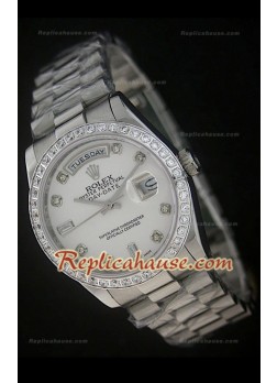 Rolex DayDate Reproducción Reloj Suizo con Esfera Perla 