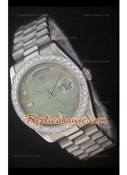 Rolex DayDate Reproducción Reloj Suizo con Esfera Verde Perla