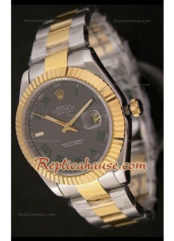 Rolex Datejust Réplica Reloj para Hombres en Dos Tonos y Esfera Gris