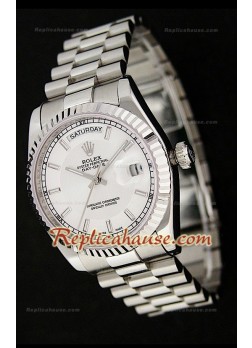 Rolex Daydate Reproducción Reloj Japonés de dos tonos y Esfera Metálica