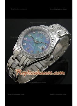 Rolex Daydate Reproducción Reloj Suizo con Esfera Perla Multicolor