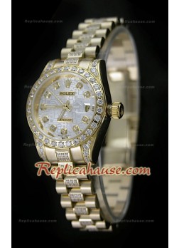 Rolex Daydate Reloj Japonés para Señoras en Oro 