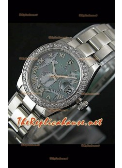 Reloj japonés Rolex Datejust para damas con estuche de 31 mm. 