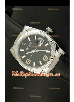Rolex Réplica Datejust Reloj Suizo – 37MM - Carcasa Negra/Malla