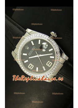 Rolex Réplica Datejust Reloj Suizo – 37MM - Carcasa Negra/Malla