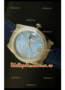 Rolex Réplica Datejust Reloj Suizo – 37MM - Carcasa Azul/Malla