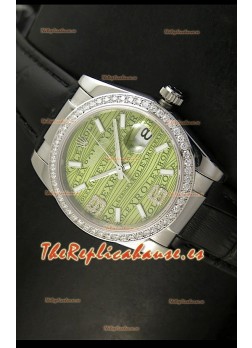 Rolex Réplica Datejust Reloj Suizo – 37MM - Malla Negra Esfera Verde