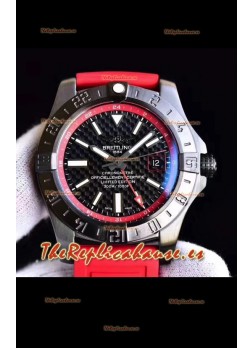 Breitling Chronometre GMT Reloj Réplica Suizo a Esepejo 1:1 con Dial de Carbono y Correa de Goma