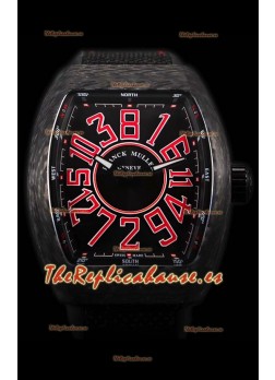 Franck Muller Vanguard Reloj Suizo Caja de Carbono índices rojos 