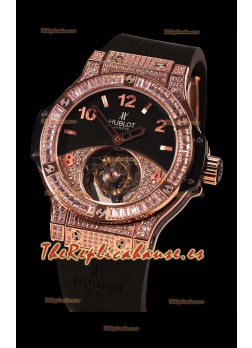 Hublot Tourbillon Solo Bang Sapphires Oro Rosado Reloj Suizo