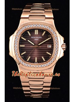 Patek Philippe Nautilus 5711/1R Reloj a Espejo 1:1 Bisel de Diamantes Redondeados
