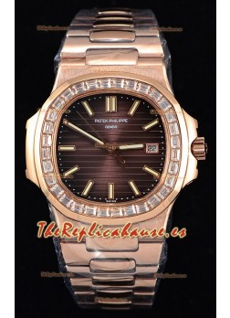 Patek Philippe Nautilus 5711/1R Reloj a Espejo 1:1 Bisel Diamantes Baguette