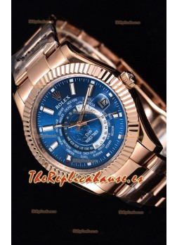 Rolex SkyDweller Reloj Suizo Caja de Oro Rosado de 18 K - Edición DIW Azul Oscuro