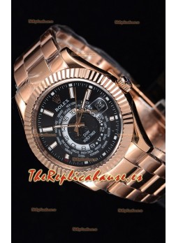 Rolex SkyDweller Reloj Suizo Caja de Oro Rosado de 18 K - Edición DIW Dial Negro