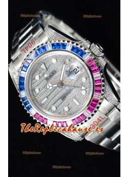 Rolex GMT Masters II Iced out Reloj Suizo con Caja de Acero 904L