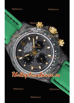 Rolex Daytona DiW Forged Reloj Réplica a espejo 1:1 Caja de Carbono con Correa color Verde de Nylon 