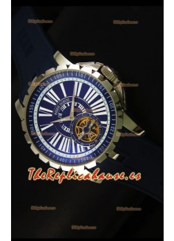 Roger Dubuis Excalibur Tourbillon Reloj con Movimiento Japonés - Dial Azul