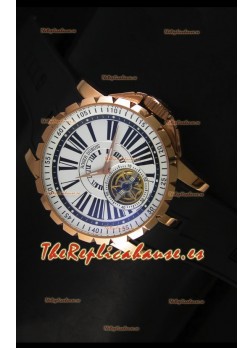 Roger Dubuis Excalibur Tourbillon - Reloj Chapado en Oro Rosado Dial Blanco