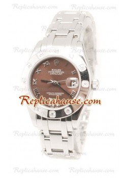 Datejust Rolex Reloj Suizo de imitación en acero inoxidable y Dial Marrón - 34MM