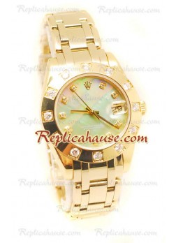 Pearlmaster Datejust Rolex Reloj Japonés en Oro Amarillo y Dial color Perla - 34MM