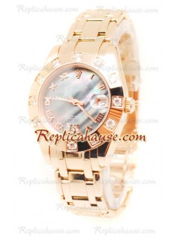 Pearlmaster Datejust Rolex Reloj Japonés en Oro Rosa y Dial color Perla - 34MM