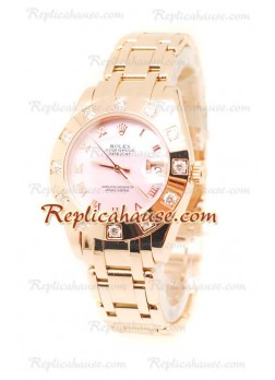 Pearlmaster Datejust Rolex Reloj Japonés en Oro Rosa y Dial rosa perlado - 34MM