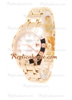 Pearlmaster Datejust Rolex Reloj Suizo en Oro Rosa y Dial color Perla - 34MM