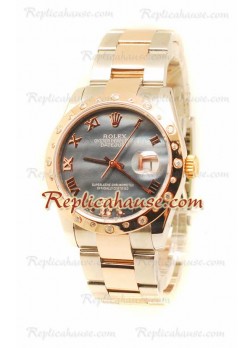 Datejust Rolex Reloj de imitación Japonés en dos tonos Oro Rosa y Dial Gris - 36MM
