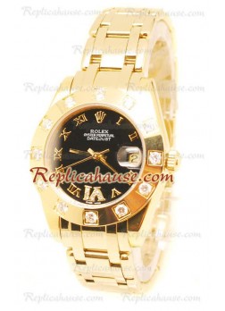 Datejust Rolex Reloj Japonés en Oro Amarillo y Dial Negro - 36MM