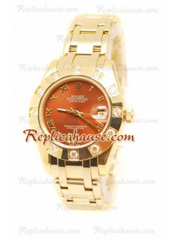Datejust Rolex Reloj Japonés en Oro Amarillo y Dial Marrón - 36MM