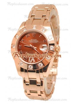 Datejust Rolex Reloj Japonés en Oro Rosa y Dial Marrón - 36MM