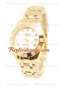 Datejust Rolex Reloj Suizo en Oro Amarillo y Dial Blanco - 36MM