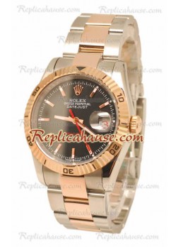 Datejust Turn O Graph Rolex Reloj Japonés in Dial en oro rosa Negro 