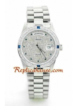 Rolex Réplica Day Date Silver - Diamond