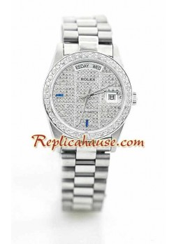 Rolex Réplica Day Date Silver - Diamond