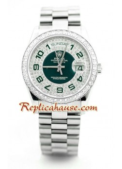 Rolex Réplica Day Date Dial Aniversario 50 Años con diamantes Reloj