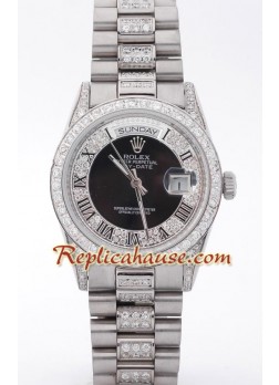 Rolex Réplica Day Date Silver - Diamond