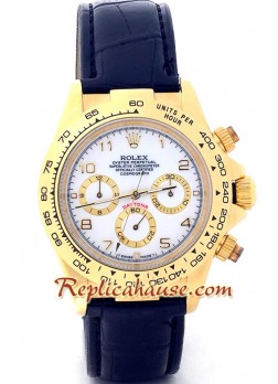 Reloj Rolex Réplica Daytona Oro 18K con correa de cuero